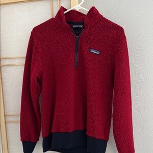 Patagonia Red Zip Up Sweater with Classic Design